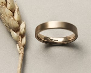 Image of 9ct yellow gold 3mm matte finish flat court ring