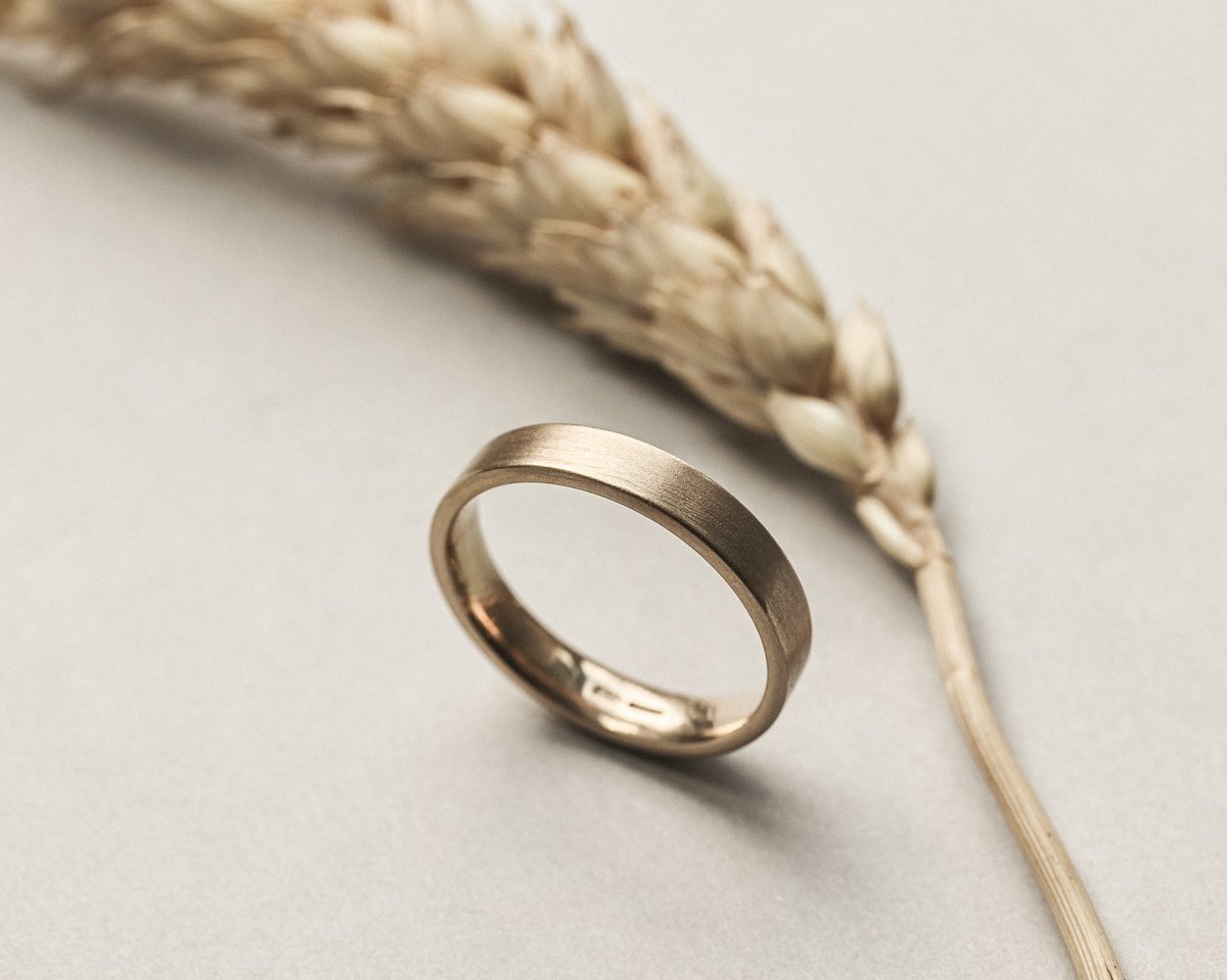 Image of 9ct gold 3mm matte finish flat court ring