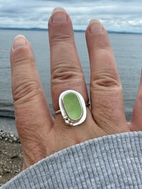 Image 2 of Lime Green Sea Glass Ring - One available size S