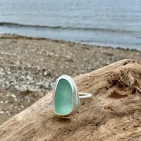 Image 2 of Aqua Sea Glass Ring - One available size N