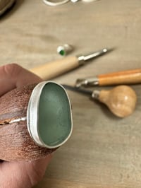 Image 3 of Aqua Sea Glass Ring - One available size N