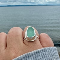 Image 1 of Aqua Sea Glass Ring - One available size N