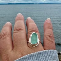 Image 4 of Aqua Sea Glass Ring - One available size N