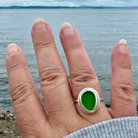 Image 1 of Dark Green Sea Glass Ring - one available size P