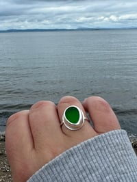 Image 2 of Dark Green Sea Glass Ring - one available size P