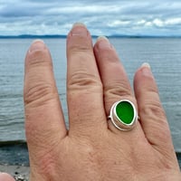 Image 3 of Dark Green Sea Glass Ring - one available size P