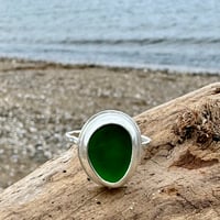 Image 5 of Dark Green Sea Glass Ring - one available size P