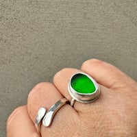 Image 4 of Dark Green Sea Glass Ring - one available size P