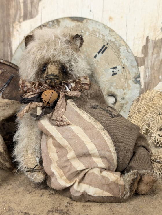 Image of 9"  Vintage Shabby Carnival mohair Teddy Bear w/ aged handmade romper outfit -by Whendi's Bears