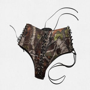 Image of Lower waisted Infinity Lace up Hotpants in hunter camouflage (Size S)