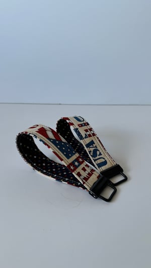 Image of USA Tan fabric key fob