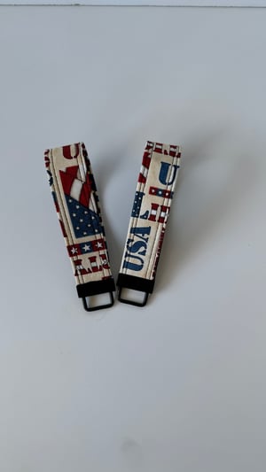 Image of USA Tan fabric key fob