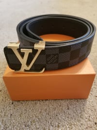 Image 1 of LV Belt Checked Black