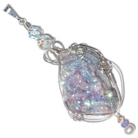 Image 1 of Aura Chalcedony Rosette Pendant with Tanzanite Bead