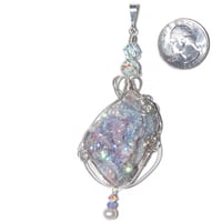 Image 8 of Aura Chalcedony Rosette Pendant with Tanzanite Bead