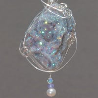 Image 5 of Aura Chalcedony Rosette Pendant with Tanzanite Bead