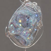 Image 6 of Aura Chalcedony Rosette Pendant with Tanzanite Bead