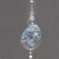 Image 4 of Aura Chalcedony Rosette Pendant with Tanzanite Bead