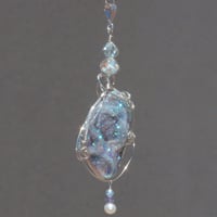 Image 7 of Aura Chalcedony Rosette Pendant with Tanzanite Bead