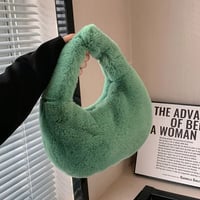 Image 1 of Deluxe Plush Handbag GREEN