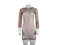 Image 1 of Long Sleeve Rainbow Fishnet Mini Dress
