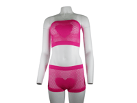Image 1 of Tube Top Heart Fishnet Top & Bottom Set