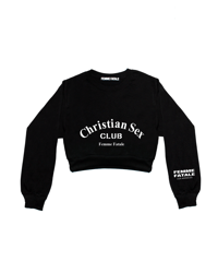 Image 1 of OPEN 24 HOURS CROPPED CREWNECK