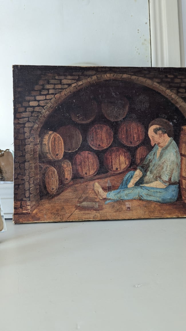 Huile sur toile La cave à vins