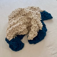 Image 3 of Teal & Cream Herringbone