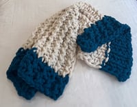 Image 1 of Teal & Cream Herringbone