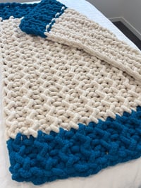 Image 2 of Teal & Cream Herringbone