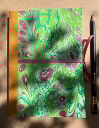 Image 1 of Apple Blossom Hand-Marbled Large Plain Notebook