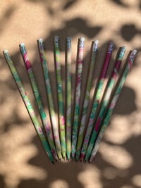 Image 2 of Pair of Hand-Marbled HB Pencils- Apple Blossom