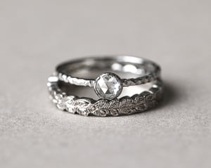 Image of Platinum 3mm oak leaf carved ring - Women's size