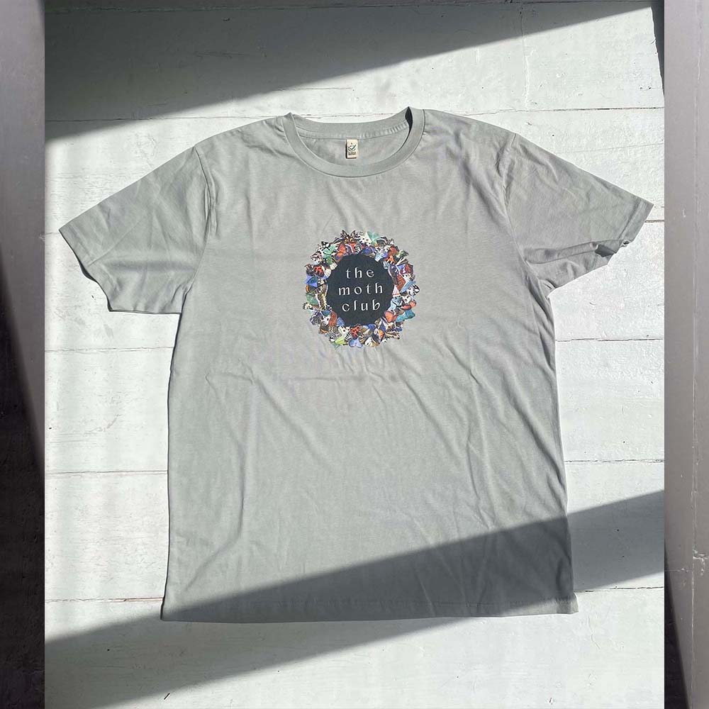 Image of T Shirt | Moth Collage | Ash Black & Light Grey | 100% Organic Cotton
