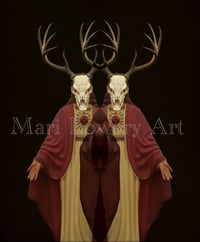 Gothic Twin Jesus with Skulls 8 x 10 Inch Horror Art Print