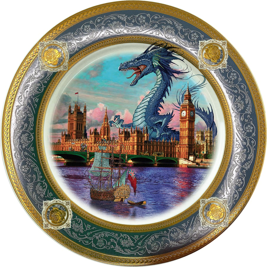 Image of London Blue dragoon - Fine China Plate - #0788