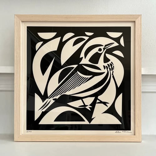 Image of Black-and-white Warbler Silkscreen Print