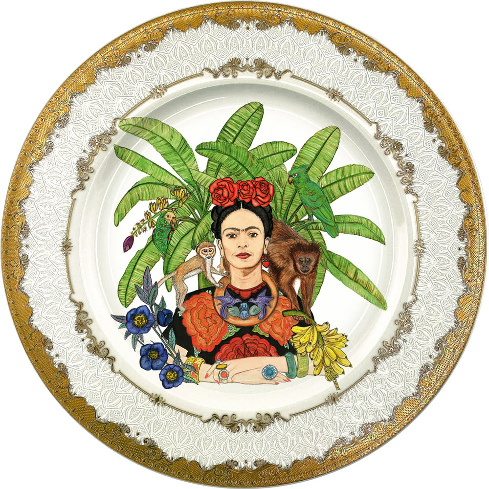 Image of Tropical Mexican Watercolor - Fine China Plate - #0789