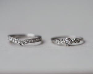 Image of Platinum rose-cut diamond wishbone ring