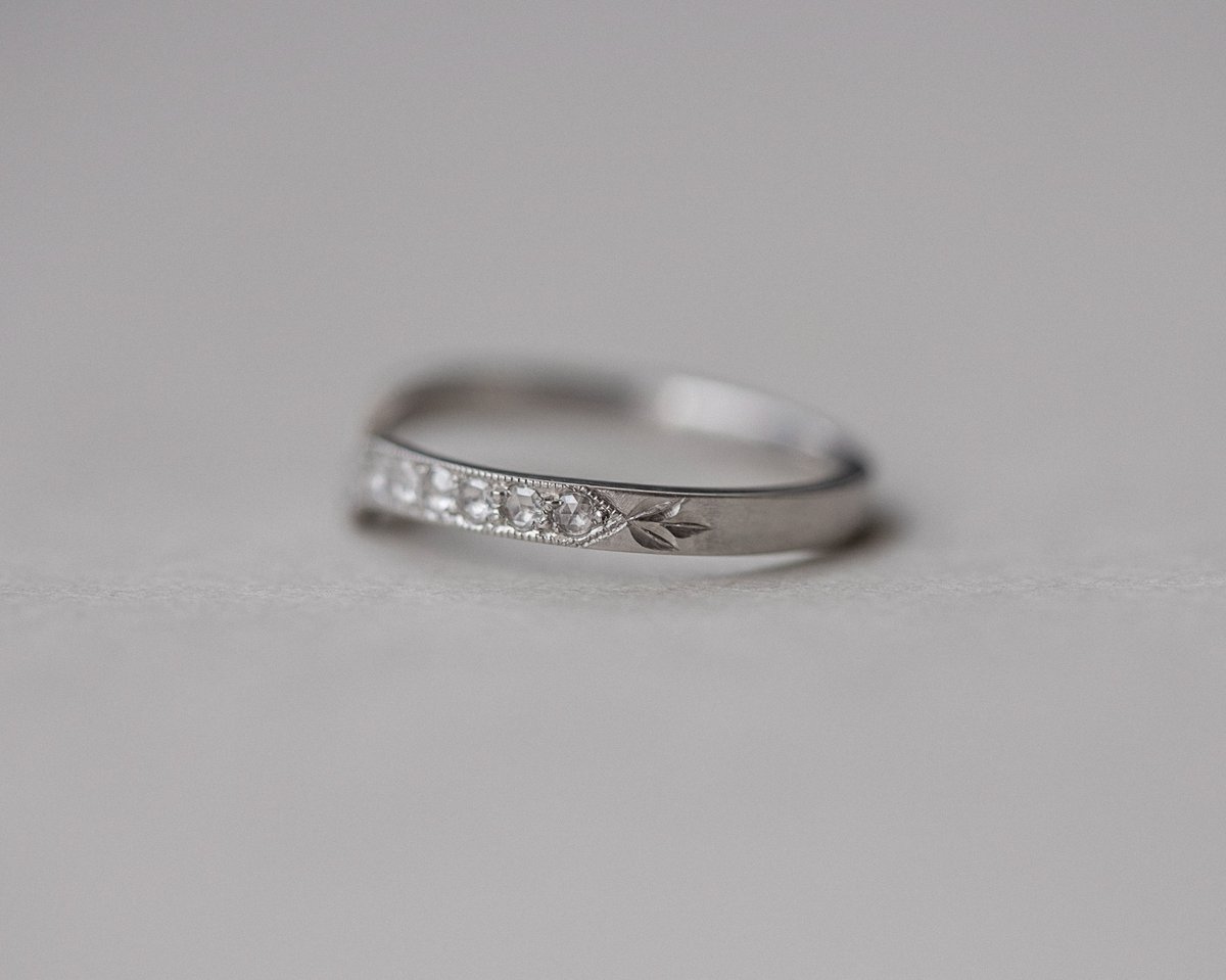 Image of Platinum rose-cut diamond wishbone ring