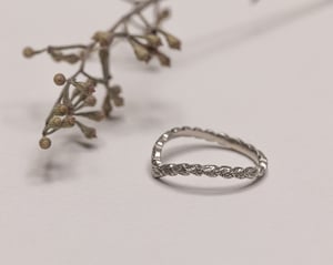 Image of Platinum 2mm laurel carved wishbone ring