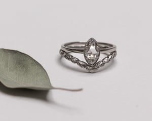 Image of Platinum 2mm laurel carved wishbone ring