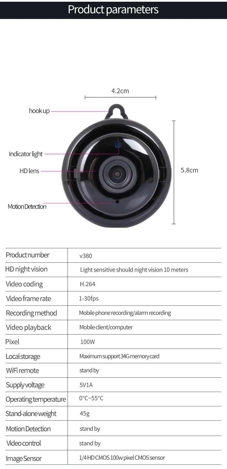 Mini Wifi IP Camera 1080P Baby Monitor Indoor Safety Security Camcorder