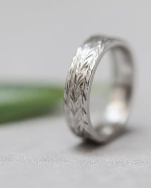 Image of Platinum 5mm flat court herringbone ring