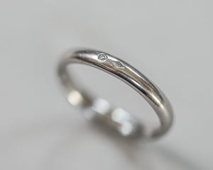 Image of Platinum 3mm plain court ring with a 'part-mark'