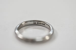 Image of Platinum 3mm plain court ring with a 'part-mark'