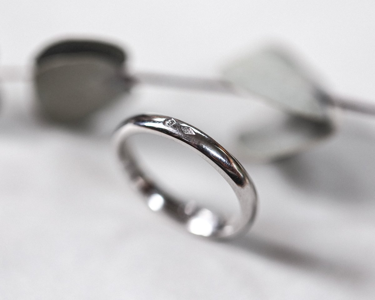 Image of Platinum 3mm plain court ring with a 'part-mark'