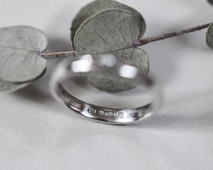 Image of Platinum 3mm plain court ring with a 'part-mark'