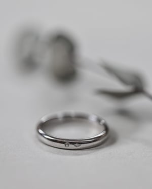 Image of Platinum 3mm plain court ring with a 'part-mark'